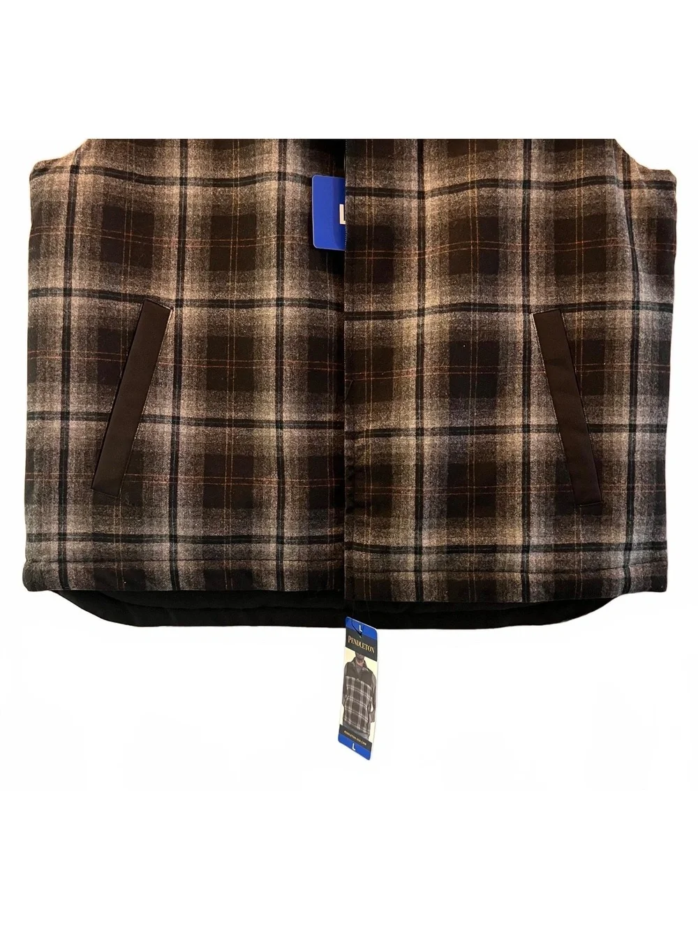 Pendleton Men's Large Plaid Fleece Vest with Zipper
